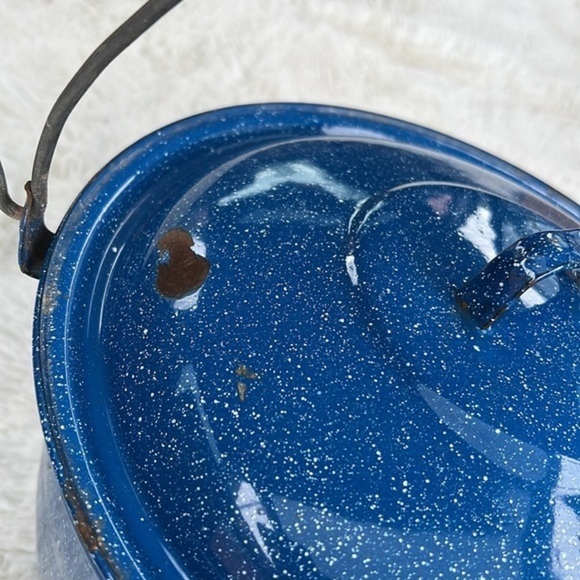 Vintage Enable Camping cooking  Pot blue white speckled - Picture 4 of 10
